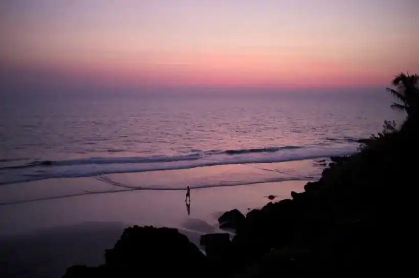 Varkala cliffs and the Arabian Sea in warm evening light